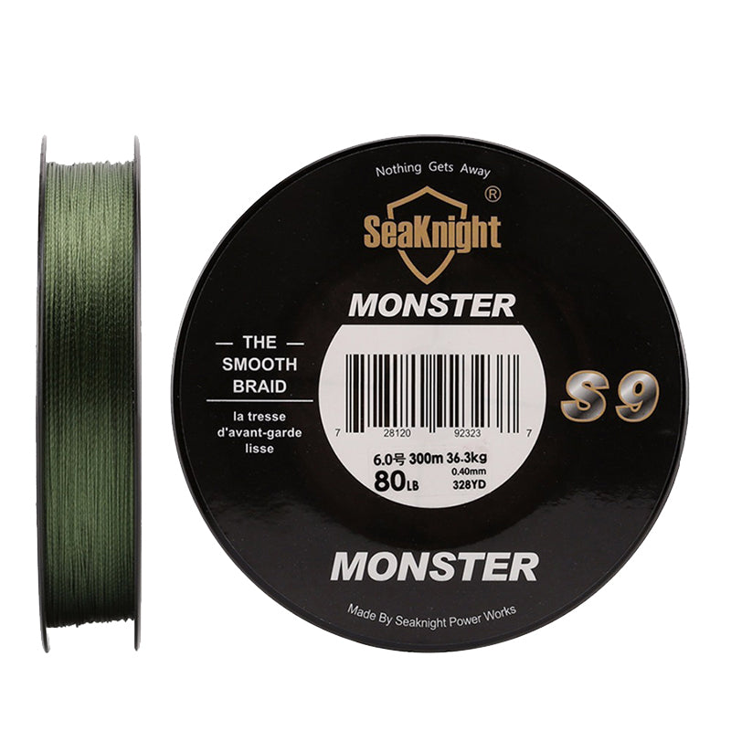 SeaKnight S9 300M 9 Strands Braided Wire 20-100LB Fishing Line 9.1-45.4KG Green Smooth PE Line