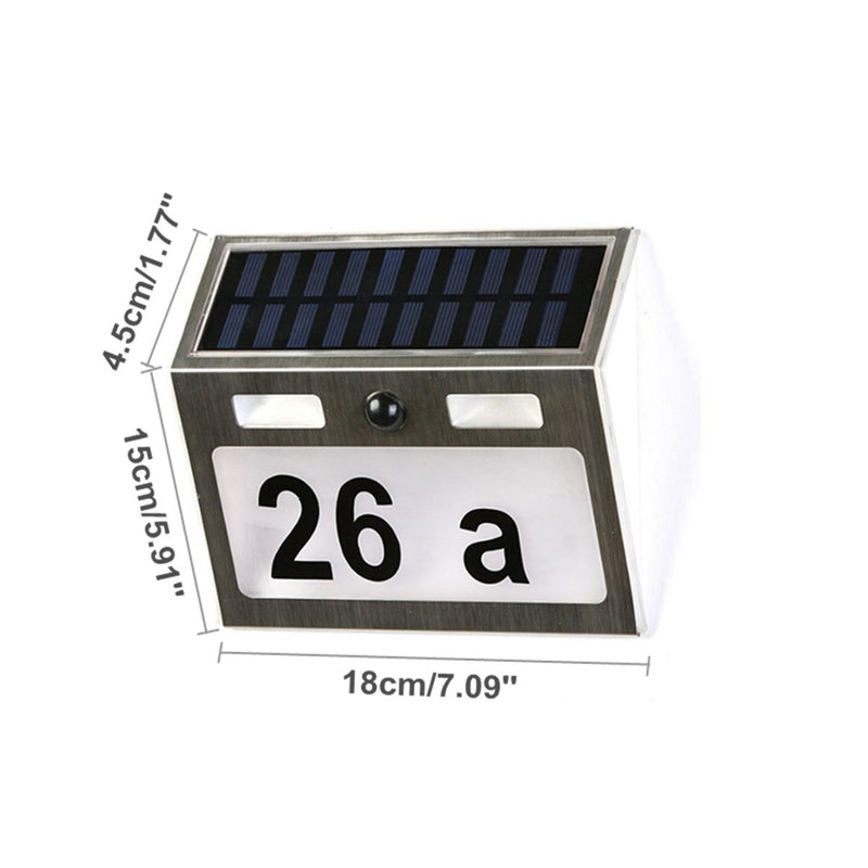 Solar Power 7 LED PIR Motion Sensor House Number Light Door Sign Wall Street Lamp