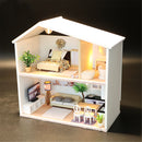 DIY Miniature Kit Wooden Toy Model Building Doll House Modern House Kid Gift LED Light