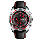 SKMEI 9156 Sport Watch Chronograph Leather Strap Waterproof Men Quartz Wrist Watch