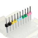 Drillpro 10Pcs 1.0-3.0mm End Mill Engraving Milling Cutter with Stop Ring Carbide Bits PCB Drill Bit Set