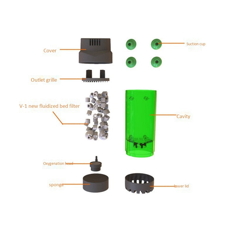 Aquarium Fish Tank Fluidized Moving Bed Filter Bubble Bio Media Filter with W9Y9