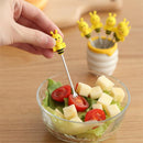 6 Pcs Silicone Bee Fruit Forks Mini Cartoon Animal Stainless Steel Salad Dessert Fruit Fork Picks