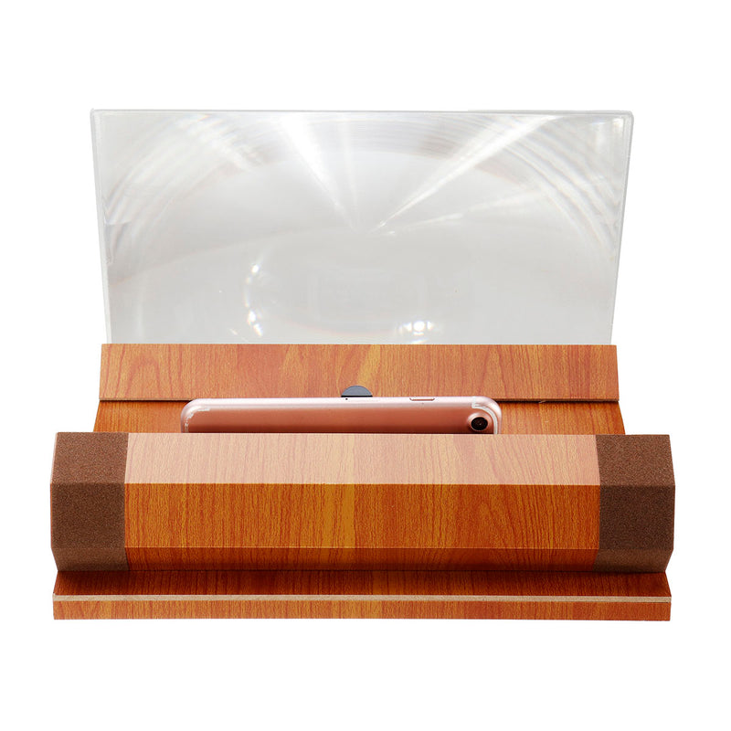 Universal 12 inches Wooden Foldable Screen Magnifier Image Enlarge Desktop Holder for Mobile Phone