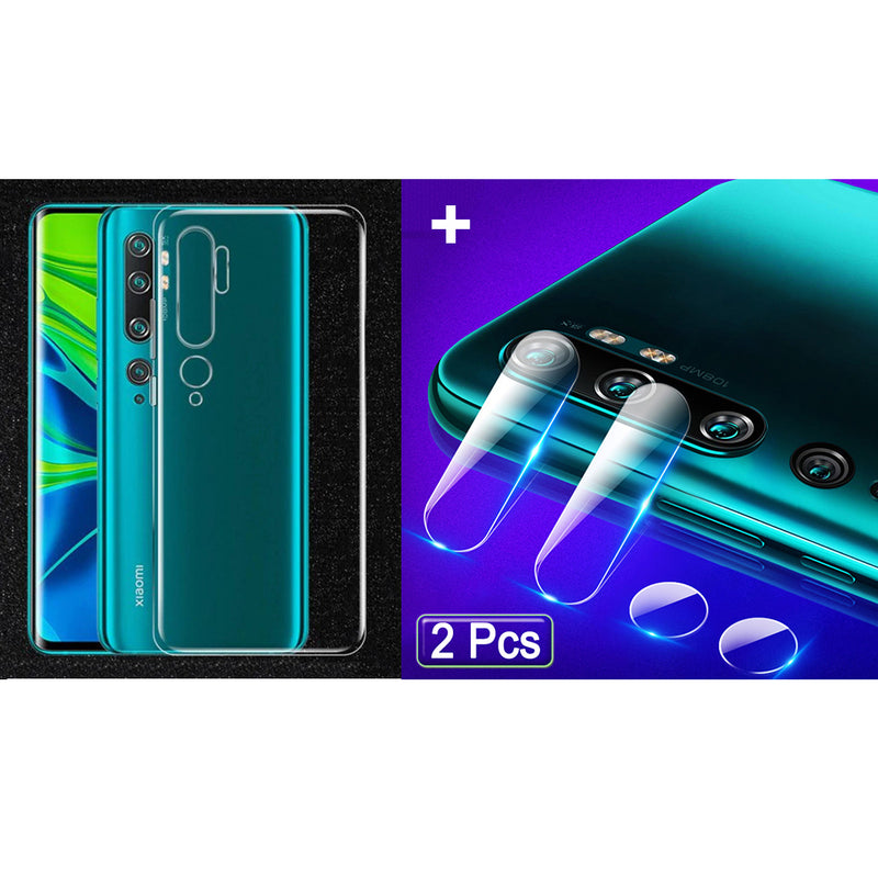 BAKEEY Transparent Ultra-thin Soft TPU Protective Case + 2PCS Anti-scratch Tempered Glass Lens Protector for Xiaomi Mi Note 10 / Xiaomi Mi Note 10 Pro / Xiaomi Mi CC9 Pro