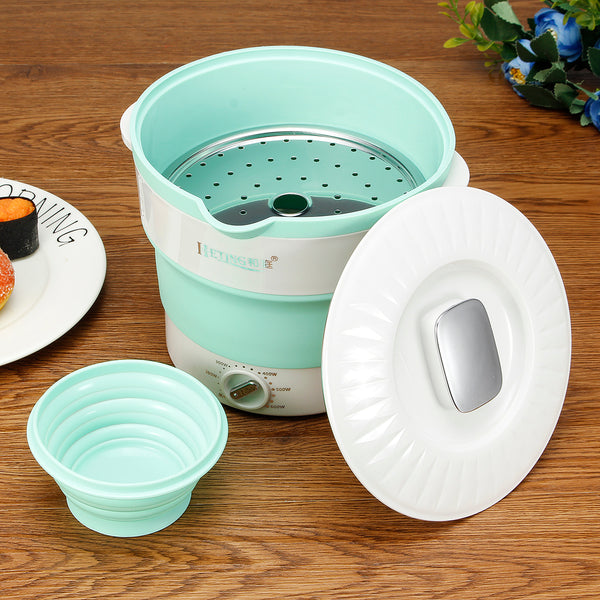 Silicone Portable Folding Electric Hot Pot Heated Food Container Cooker Camping