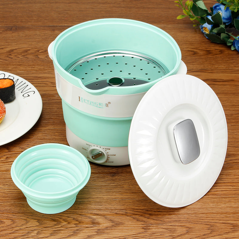 Silicone Portable Folding Electric Hot Pot Heated Food Container Cooker Camping