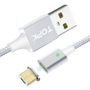 TOPK F-Line2 LED Magnetic Micro USB Braided Fast Charging Data Cable 1M For Phone Tablet