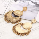 Retro Ethnic Tassel Alloy Flower Moon Drop Dangle Earring Jewelry for Women