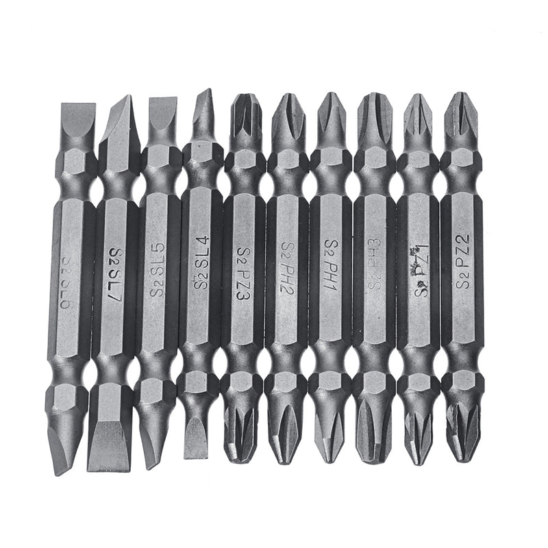 10pcs 65mm Magnetic Screwdriver Bits 1/4 Inch Hex Shank PH/PZ/FL Screwdriver Bit Set