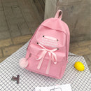 Canvas Backpack Waterproof School Bag Travel Shoulder Bag Ribbon Bow Tote Handbag Men Bag Women Bag