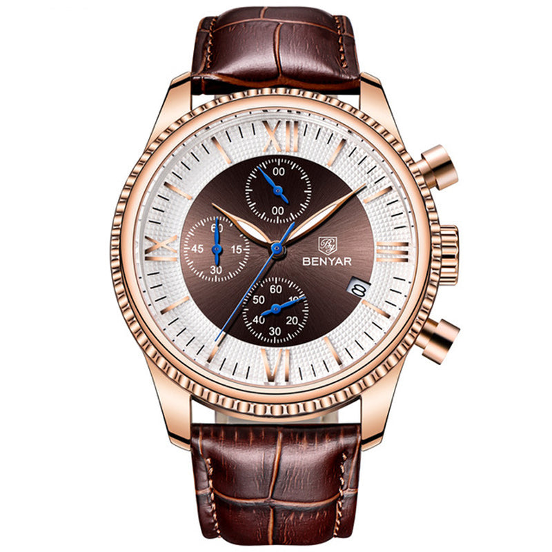 Benyar 5129X Business Men Watch 3ATM Waterproof Luminous Display Calendar Quartz Watch