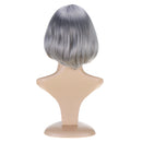 Women Short Synthetic Gray Wig With Bangs Bob Wig Natural Silver Heat Resistant