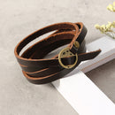 Punk Leather Ancient Wristband Simple Word Love Multilayer Bracelet for Women for Men