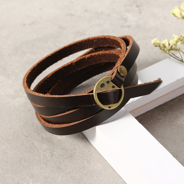 Punk Leather Ancient Wristband Simple Word Love Multilayer Bracelet for Women for Men