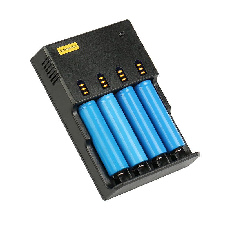 Sunflower Rich HE4 USB Port Rapid Smart Battery Charger For 18650 26650 AA AAA 4Slots