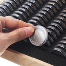 20/100PCS Rugged Wooden Coins Display Case Capsule Holder Storage Coin Collection Box