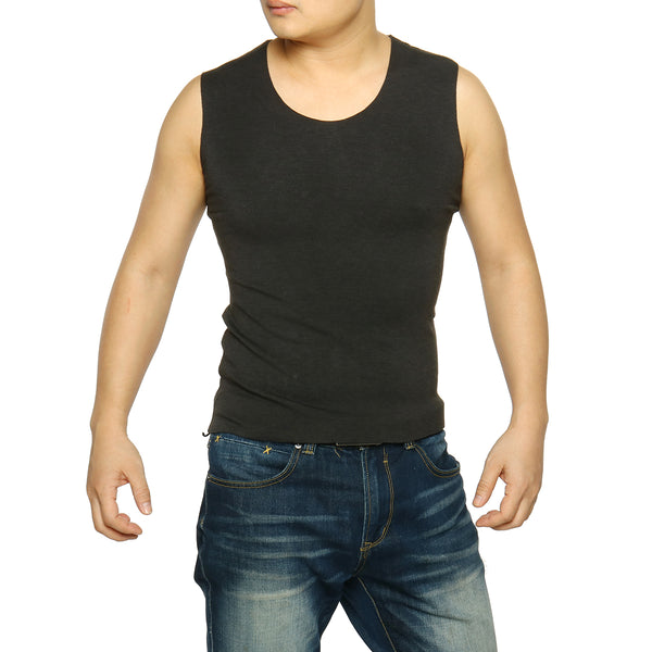Men Round Neck Waistcoat Warm Heat Holder Thermal Underwear Sleeveless Top Blouse Underclothes