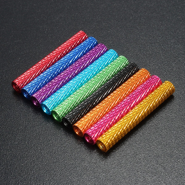 Suleve M3AS9 10Pcs M3 40mm Knurled Standoff Bolt Aluminum Alloy 6061 Anodized Spacer Multicolor