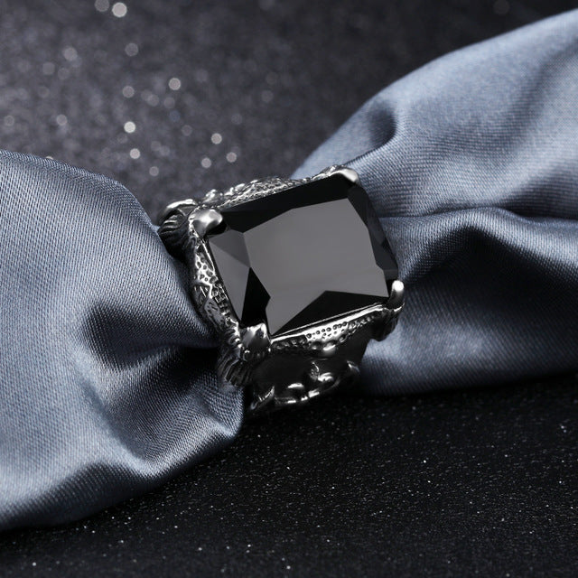 E-commerce Source Of Origin Europe And America Domineering Titanium Steel Men's Set Ruby Ring