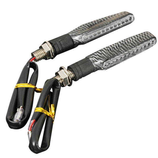 4pcs Motorcycle LED Turn Signal Indicator Blinkers Amber Light Carbon Body Shell