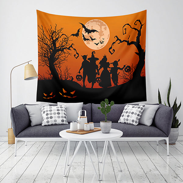 Loskii LWG5 Halloween Tapestry Pumpkin Print Wall Hanging Tapestry Art Home Decor For Halloween Decorations