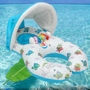 IPRee Inflatable Mother Baby Swimming Ring Swim Pool Water Seat Float With Canopy Sunshade