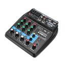 TU04 Mini 4 Channel Audio Mixer with Sound Card Mixing Console Support bluetooth USB Bass for Home Music Webcast K Song