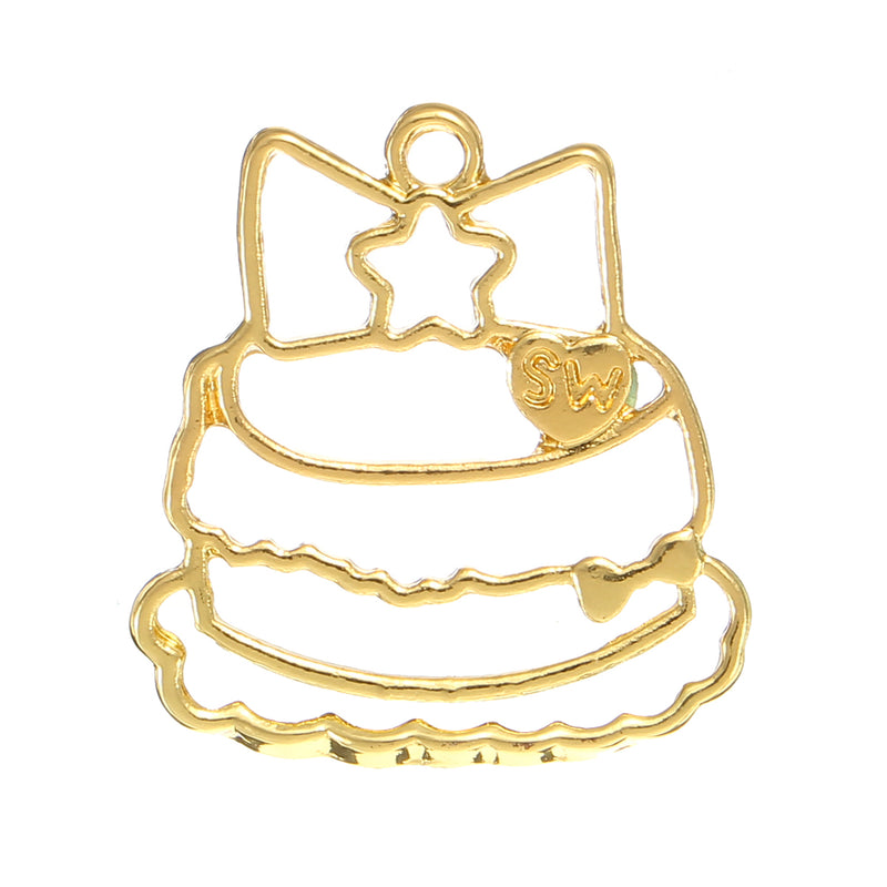 12pcs Gold Key Open Bezel Pendant Zinc Alloy UV Resin Frame Crafts DIY Pendant