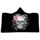 Halloween Wearable Hooded Blanket Thickened Double Plush Digital Printing Skeleton Pattern Blankets