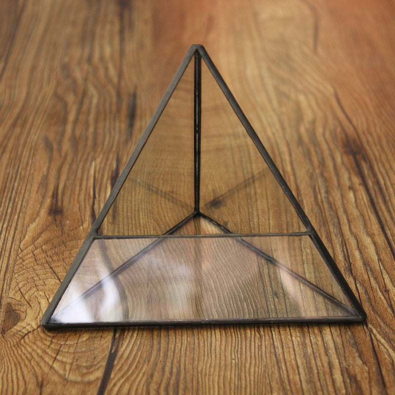 15cm Triangle Greenhouse Glass Terrarium DIY Micro Landscape Succulent Plants Flower Pot