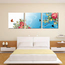 Miico Hand Painted Three Combination Decorative Paintings Dancing Botanic Peony Flower Wall Art For Home Decoration