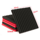 6Pcs 30x30x2.5cm Acoustic Soundproofing Sound-Absorbing Noise Foam Tiles Black & Red