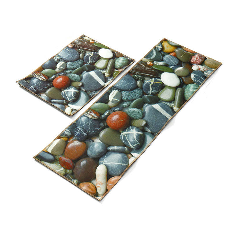 2Pcs Kitchen Floor Carpet Non-Slip Area Rug Bathroom Door Mat Set