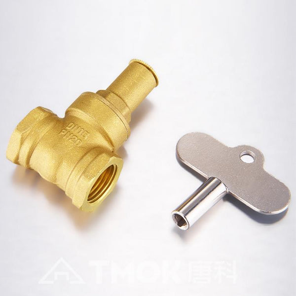 TMOK 1/2" 3/4" 1" Brass Gate Valve Female Anti-theft Key Lock Water Oil Gas Security Gate Valve