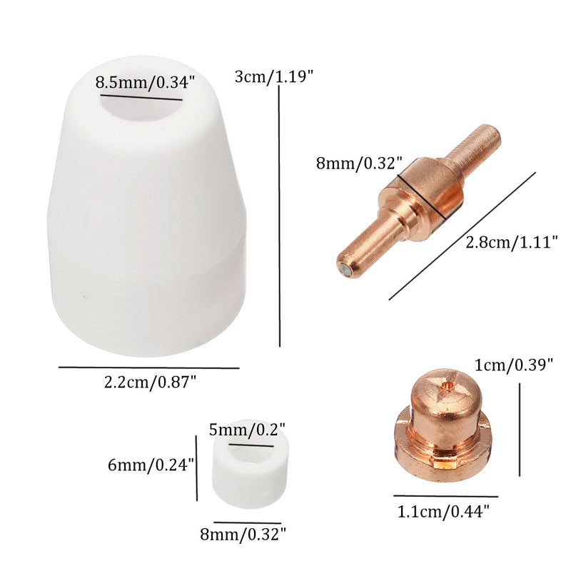 58Pcs Plasma Cutter Consumables Air Plasma Cutter Welding Torch Electrode Nozzle Shield Cup Consumables Kit