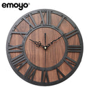 Emoyo ECY016 Wooden Craft Roman Digital Wall Clock For Home Office Decorations