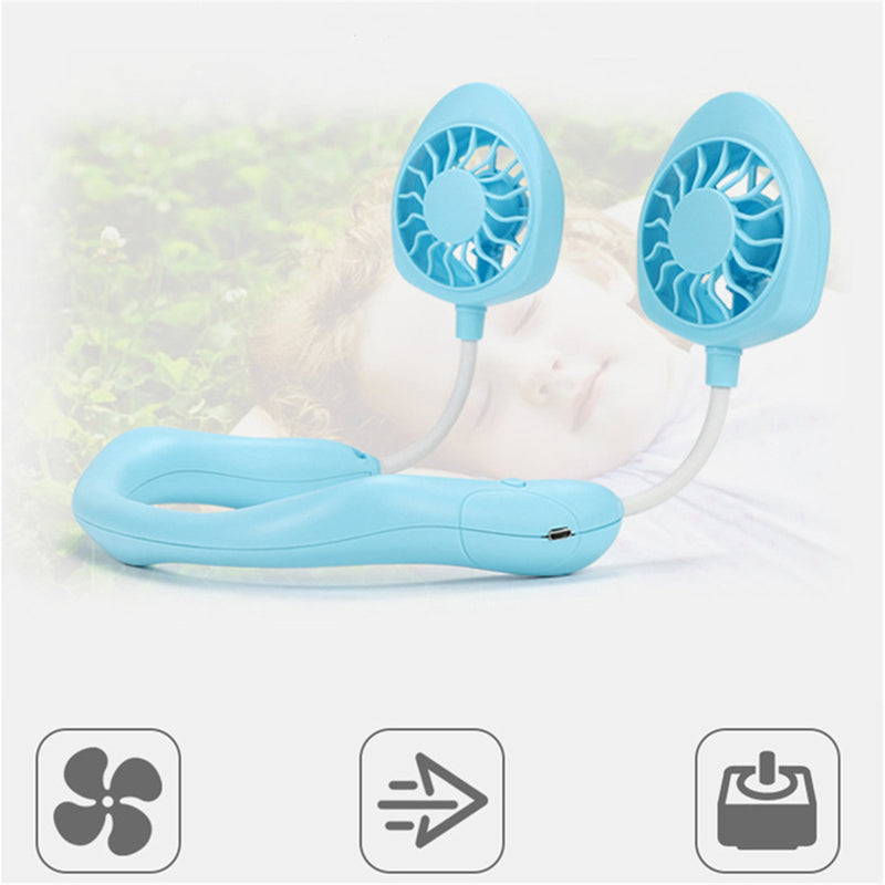 ABS Portable Mini Fan Hands Free Li-ion Battery USB Rechargable Hanging Neck Personal Sport Fan Mini Air Fan