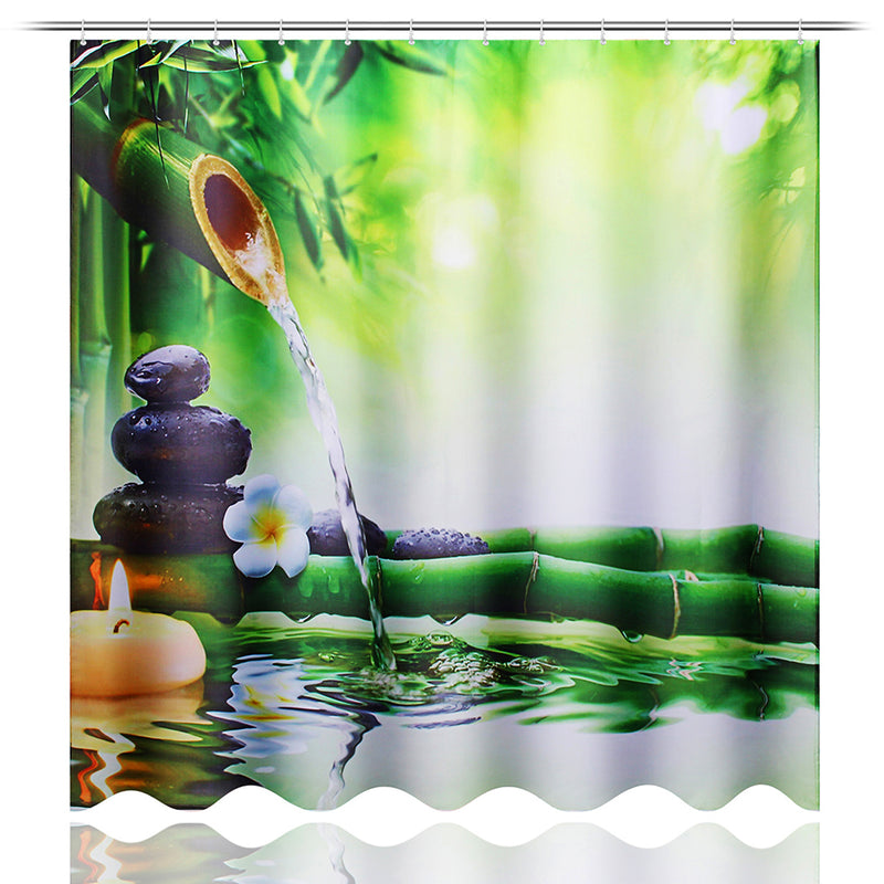 71" x 71" Waterproof Fiber Bathroom Shower Curtain Toilet Cover Non-Slip Rug Mat