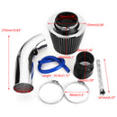 3 Inch Universal Car Cold Air Intake Filter Aluminum Induction Kit Pipe Hose System Silver