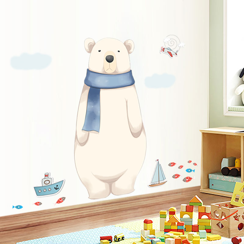 Miico FX82027 2PCS Cartoon Wall Sticker Cute Polar Bear Printing Children's Room And Kindergarten Decorative Stickers