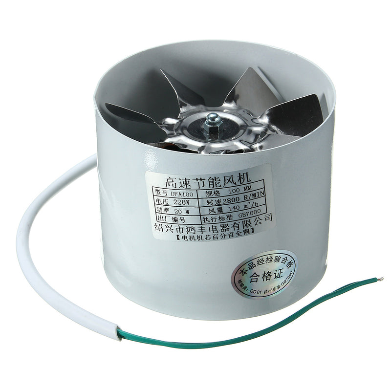 4" Inline Duct Booster Fan Air Exhaust Home Blower Grow Vent Ventilator Kitchen Ventilation Fan