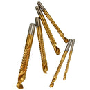 Drillpro 6Pcs Titanium Coated Twist Drill Bits Wood Metal Plastic Cutting Saw Drill Bit Set
