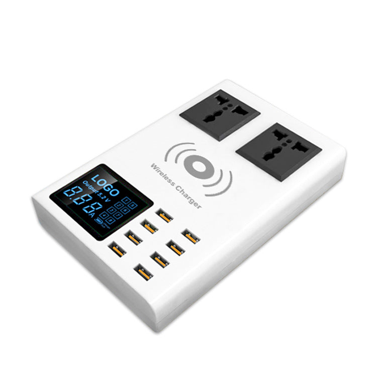 Bakeey Qi Wireless Charger Pad 8 Ports USB Smart Charger with Led Display EU Plug Power Charger