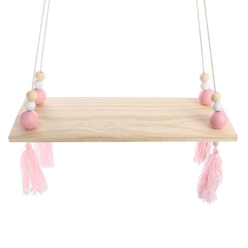 Wood Rope Floating Tassel Floating Wall Swing Shelf Hanging Storage Decorations