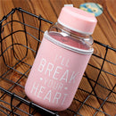 IPRee 600ml Glass Water Bottle Unicorn Pattern  Transparent Drinkware With Cloth Protection Cover