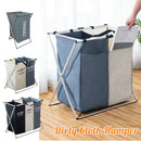 X-Shape Foldable Dirty Laundry Basket Organizer Printed Collapsible Three Grid Home Laundry Hamper Sorter Laundry Storage Baskets Large