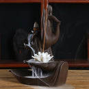 Hand Ceramic Backflow Waterfall Smoke Incense Burner Censer Holder Decor + Cones