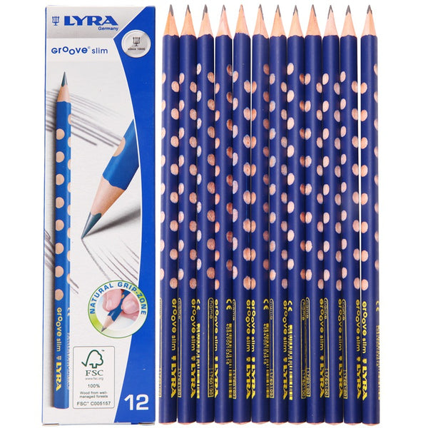 Lyra 1760102 12 Pcs/Set Wooden Sketch Pencils Groove Slim Hole Correction Writing Posture Grip Position Painting Drawing Pencil HB 2B 2H