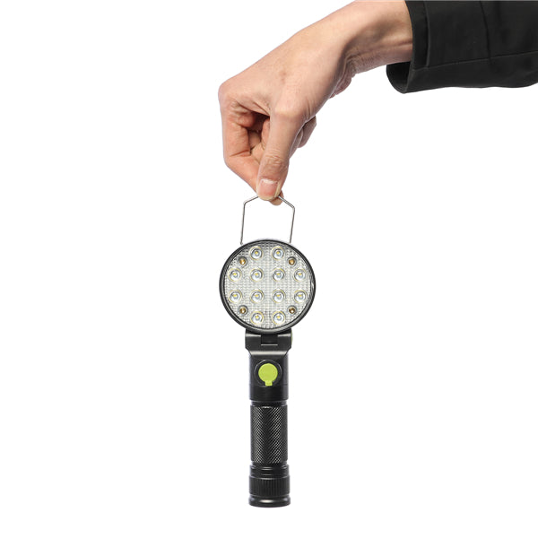 USB Rechargeable Portable Handheld LED Camping Lamp Magnet Base Adjustable Head Bright Work Light